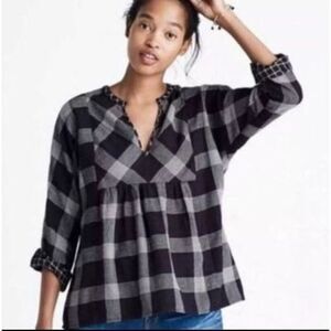 Madewell Boheme black and white square plaid popover shirt‎ size medium